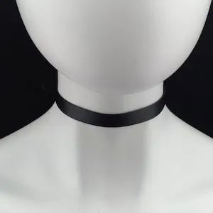 pornhint Pornhint Thin choker vegan leather - Small fashion choker collar vegan leather single black strap
