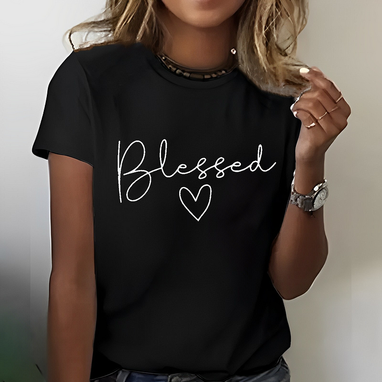 Blessed Heart Print T-shirt