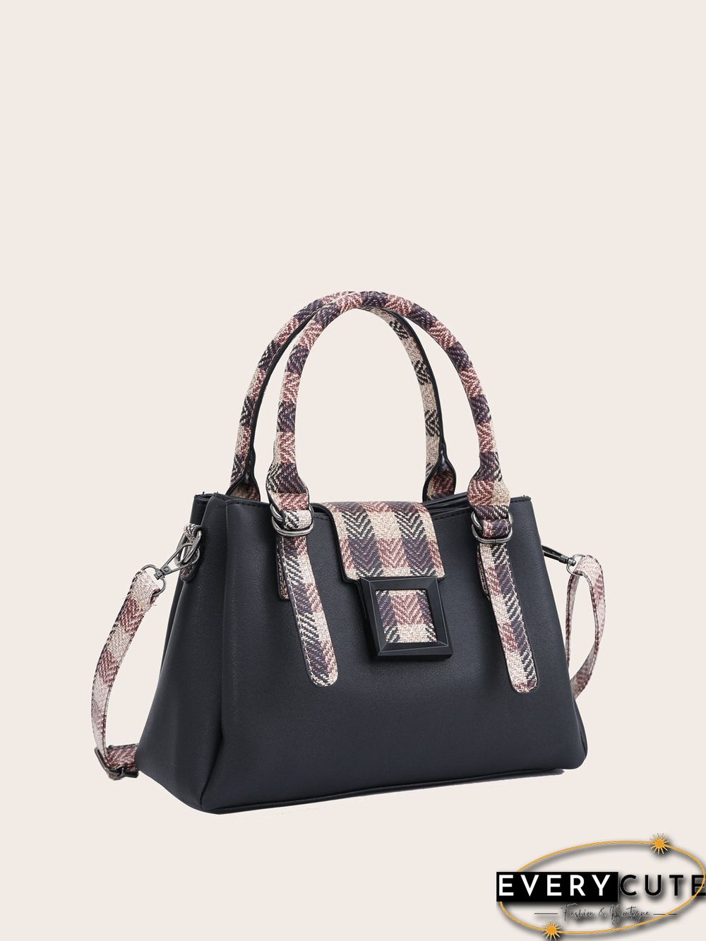 Plaid Split Joint Shoulder Bag