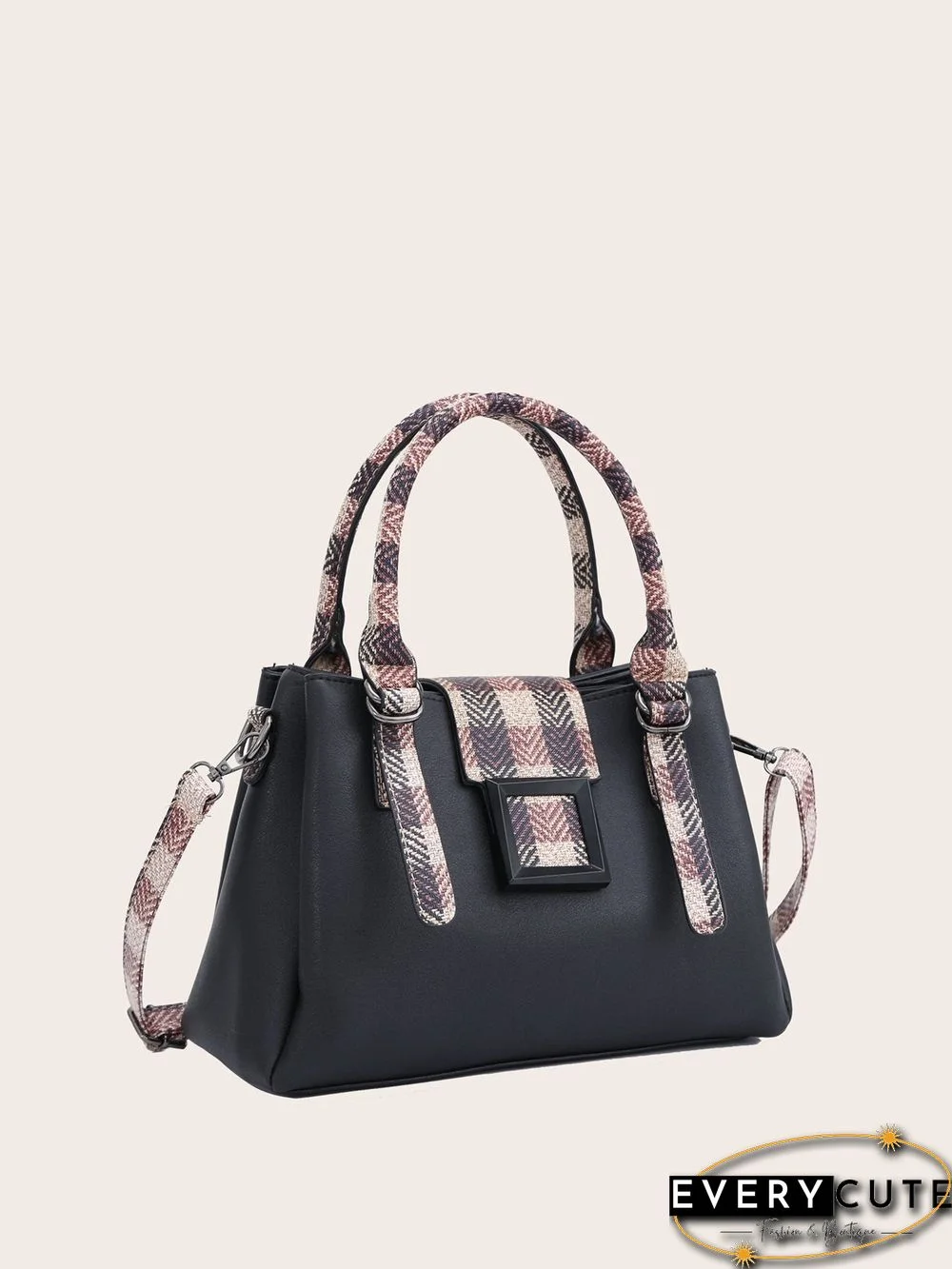 Plaid Split Joint Shoulder Bag