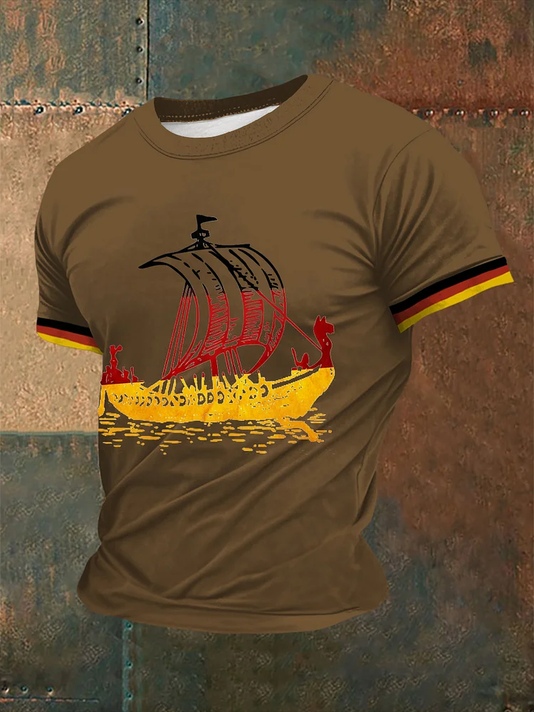 Deutsches Wikinger-Bedrucktes Kurzarm-T-Shirt f&uuml;r M&auml;nner