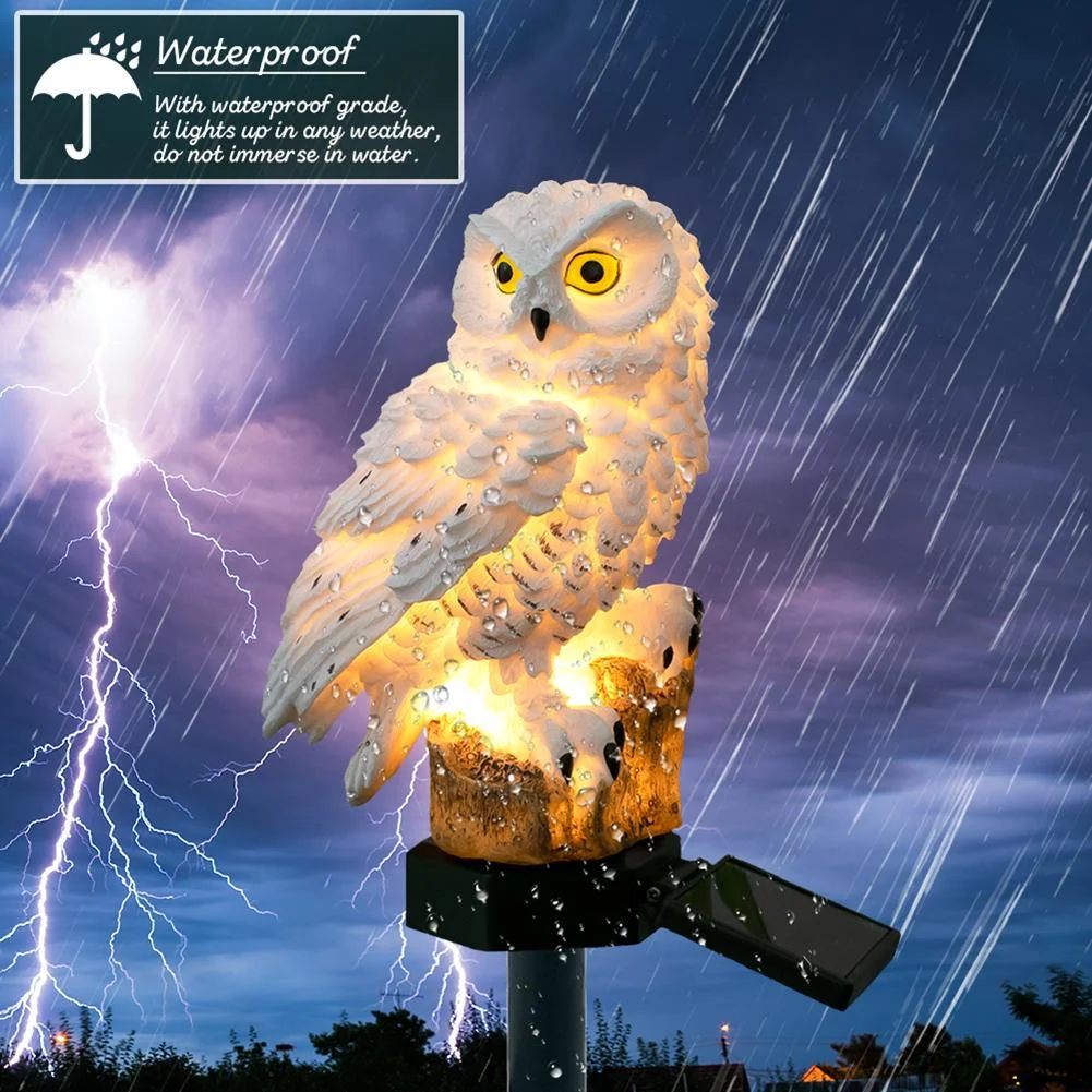 Solar Power LED Owl Lawn Light Waterproof Garden Landscape Lamp (White)