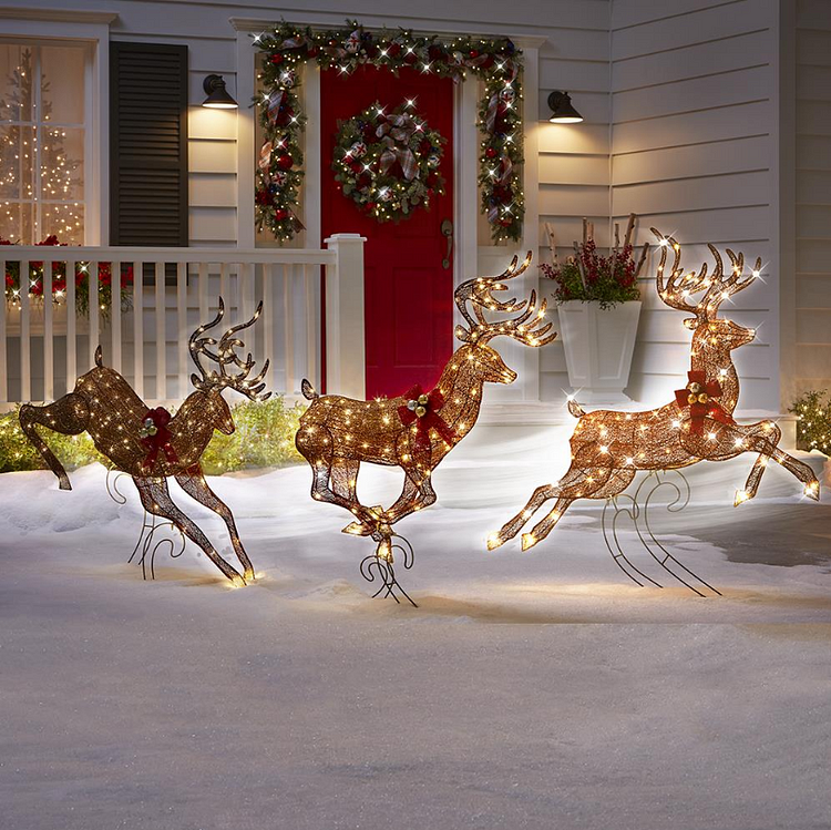 🔥kukelife🔥Choreographed Illuminated Galloping Reindeer(Three-Piece Set)