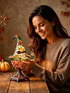 Witch Hat Desk Ornament Maple Leaf Resin Halloween Night Light
