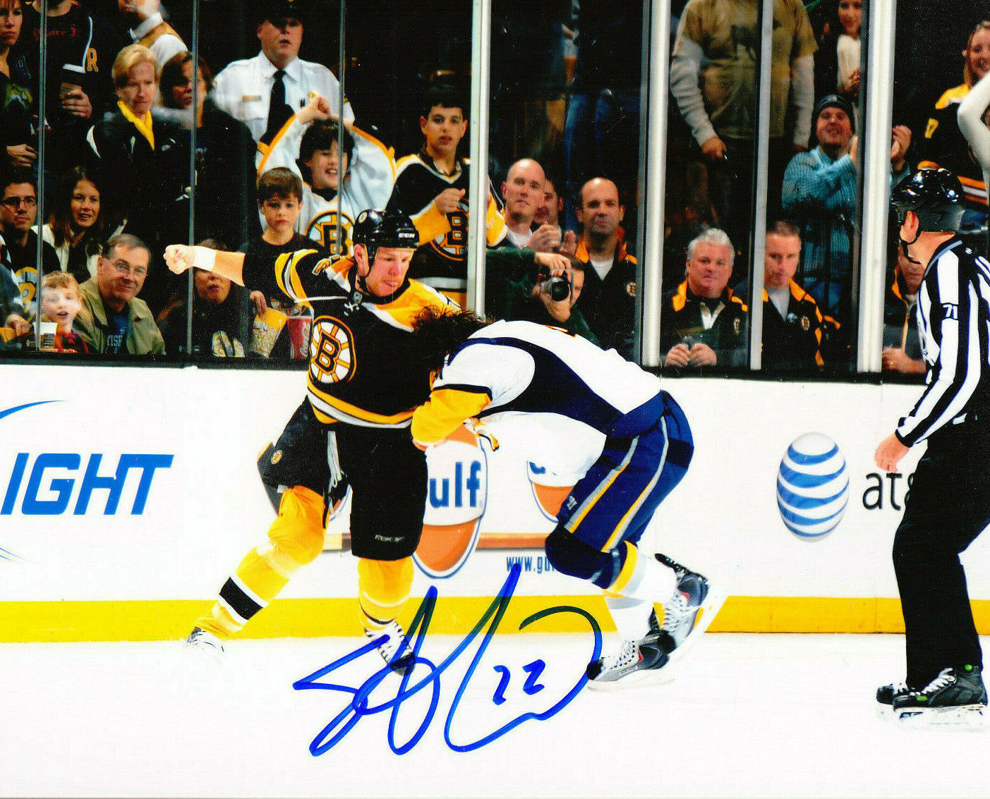 SHAWN THORNTON AUTOGRAPH SIGNED 8X10 FIGHT Photo Poster painting COA BOSTON BRUINS PREDATORS