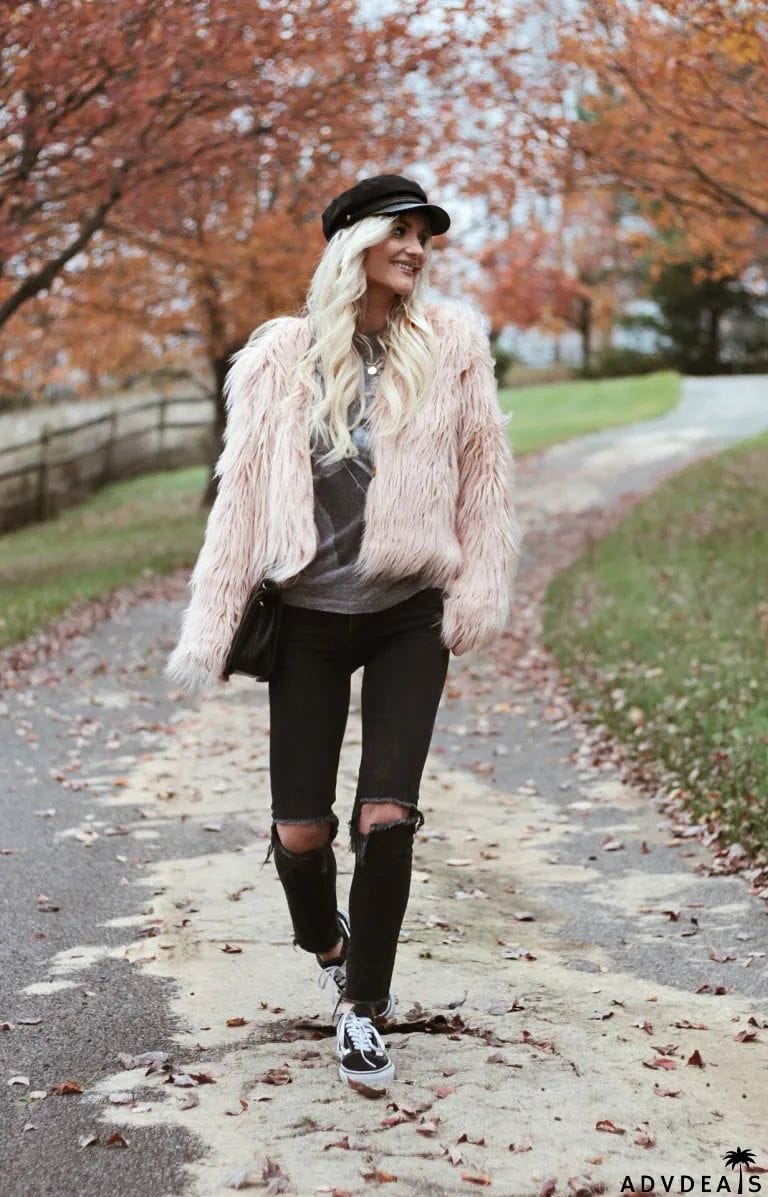 Shaggy jacket faux fur- mauve pink