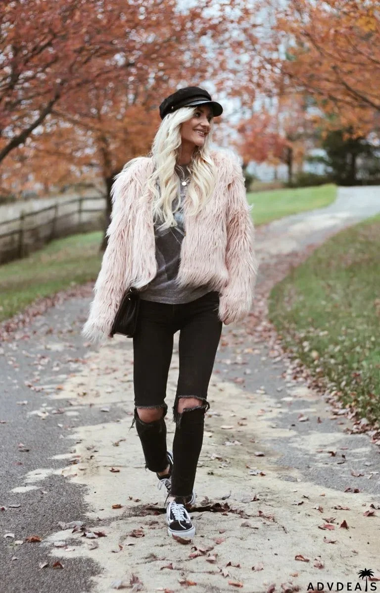 Shaggy jacket faux fur- mauve pink