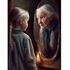 Fille regardant dans le miroir-plein carr&eacute; diamant peinture-40 * 50cm