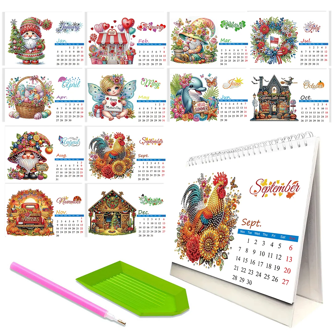 5D/DIY Calendar Crystal Painting Desk Calendars Kit Diamond Painting Calendar