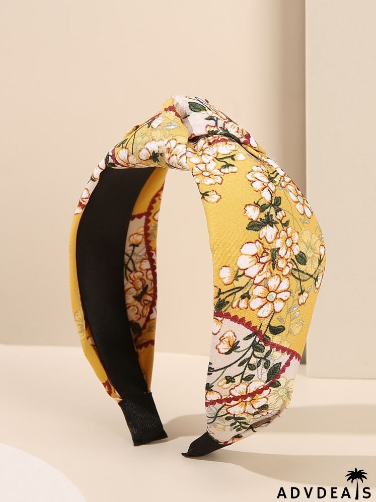 Flower Print Knot Decor Headband