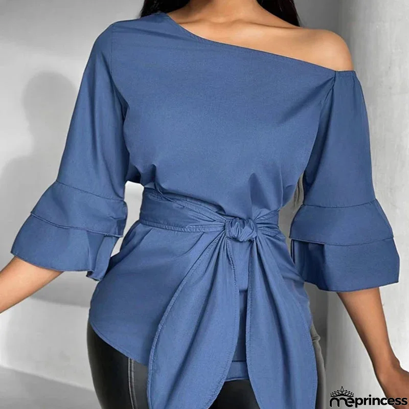 Women's Polyester Square-Neck Long Sleeves Solid Pattern Dress