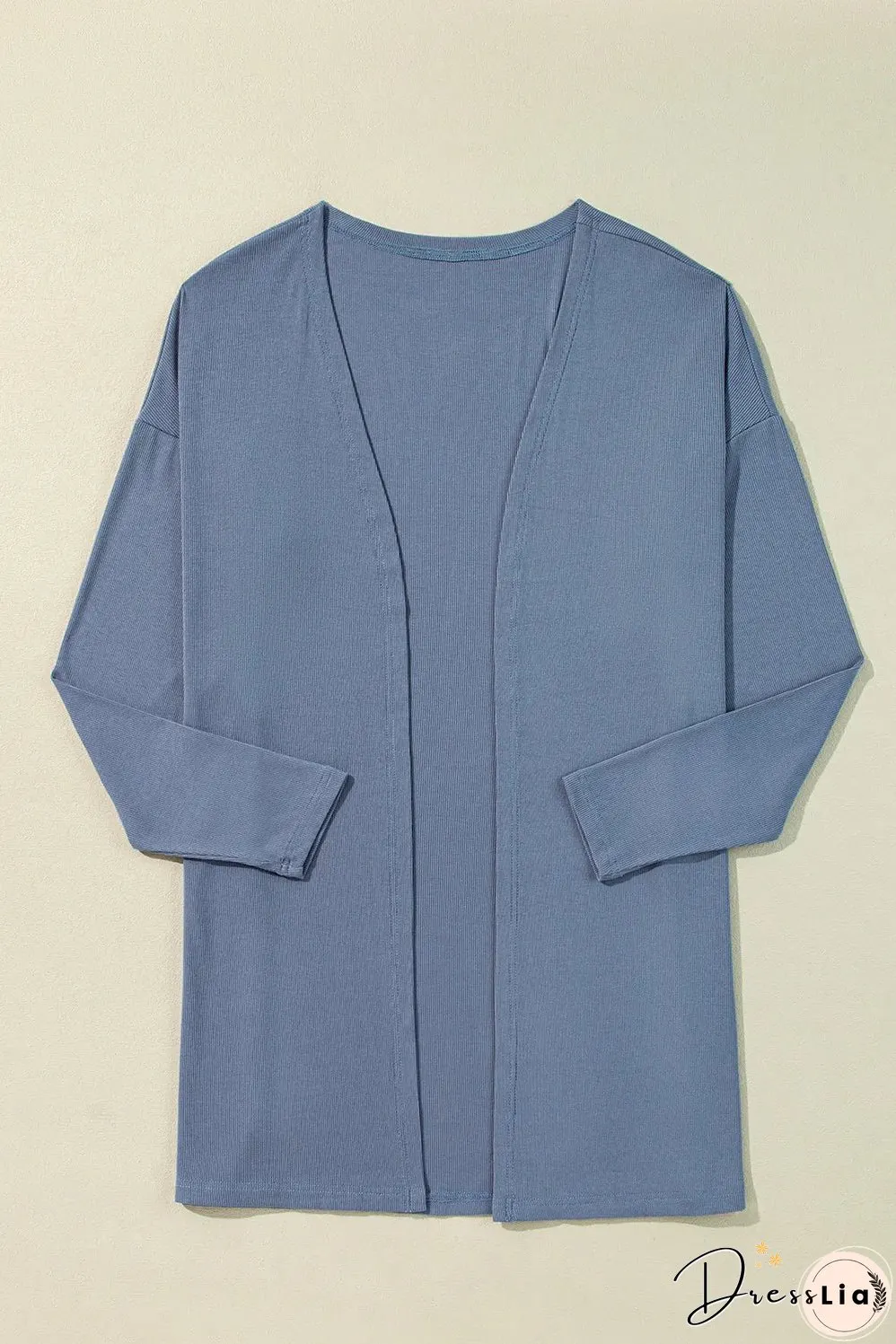 Slit Open Front Long Sleeve Cover Up