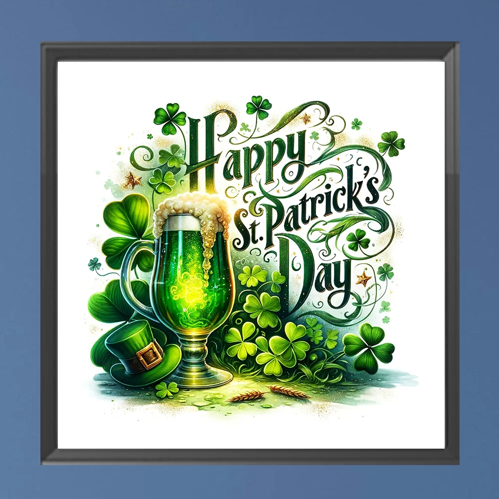 Diamond Painting - Full Square Drill - St. Patrick s Day Wine Glass(Canvas|45*45cm)