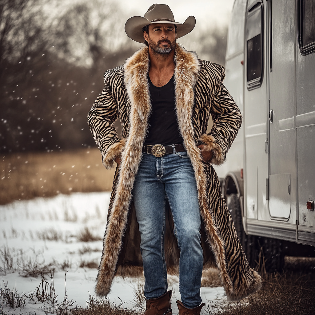 Western Cowboy Winter Warm Vintage Faux Fur Coat Jacket-inspireuse