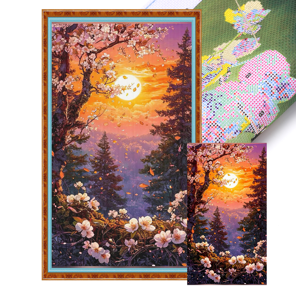 Autumn scenery Full 11CT Pre-stamped Canvas(40*70cm) Cross Stitch