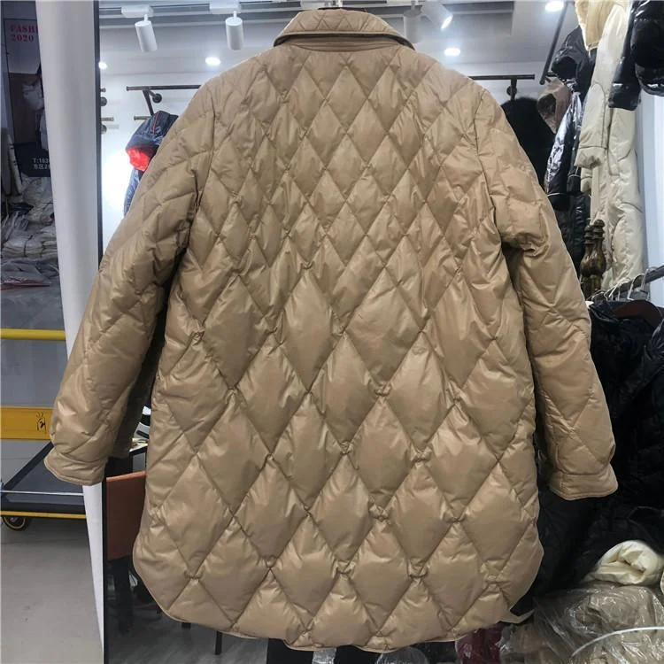 Woherb In 2024 Autumn And Winter New Light Down Jacket Female Diamond Lattice Collar Temperament Show Thin White Duck Down Coat Tide-Outfit Ideas