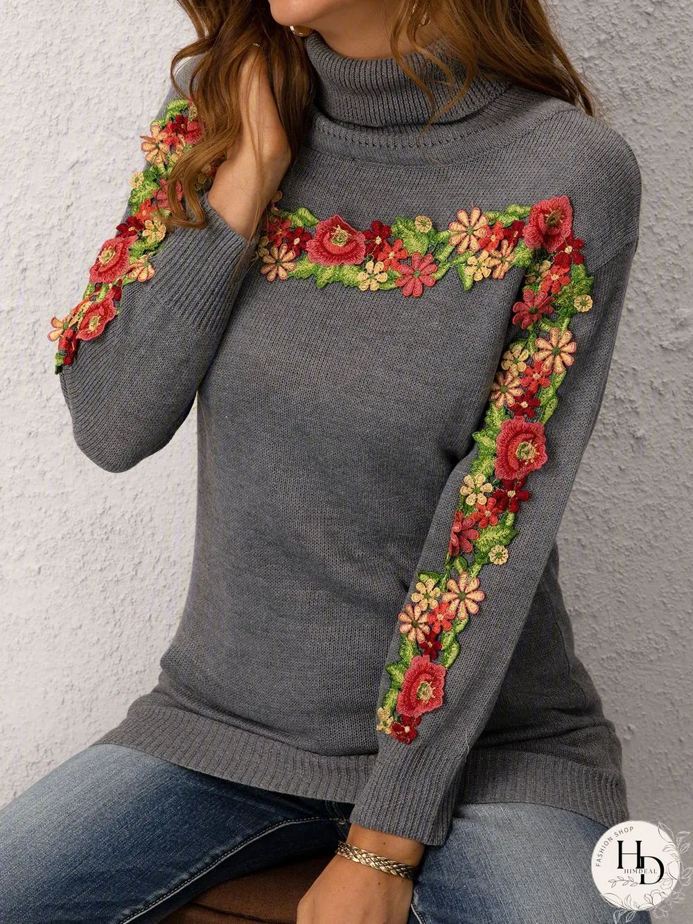 Casual Long Sleeve Plus Size Turtleneck Sweater