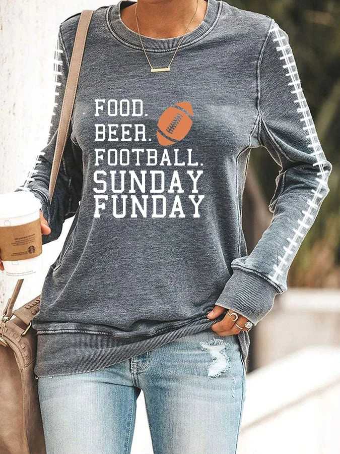 Women's Food, Beer, Football,Sunday,Funday Printed Casual Sweatshirt socialshop