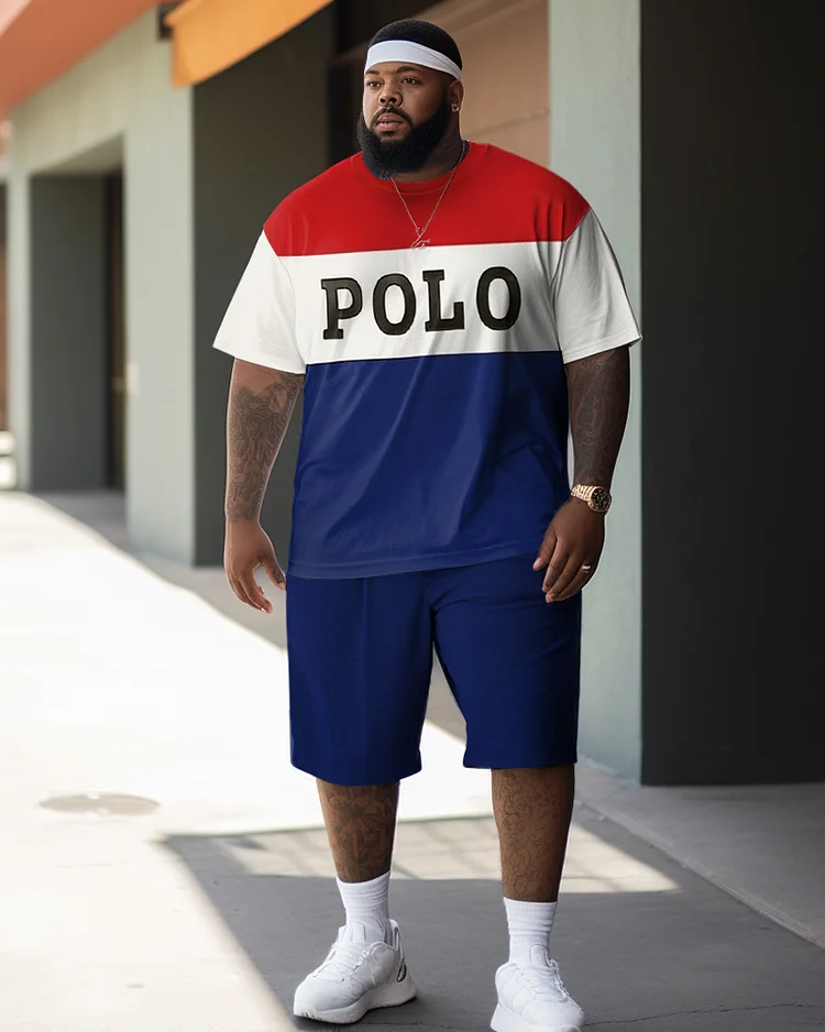Men's Plus Size Polo Sport Two-Piece Set