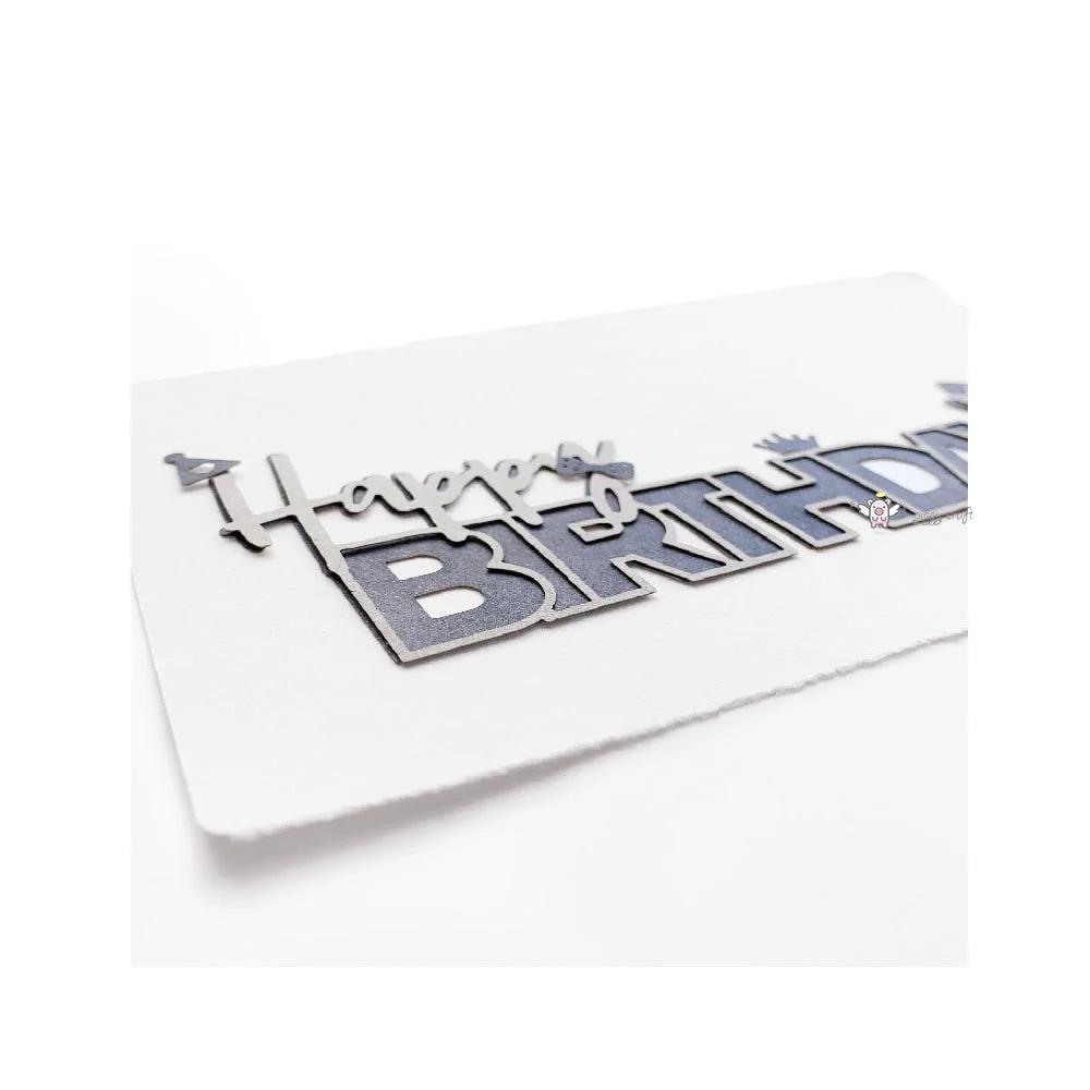 Piggy Craft metal cutting dies cut die mold Happy birthday letters Scrapbook paper craft knife mould blade punch stencils dies