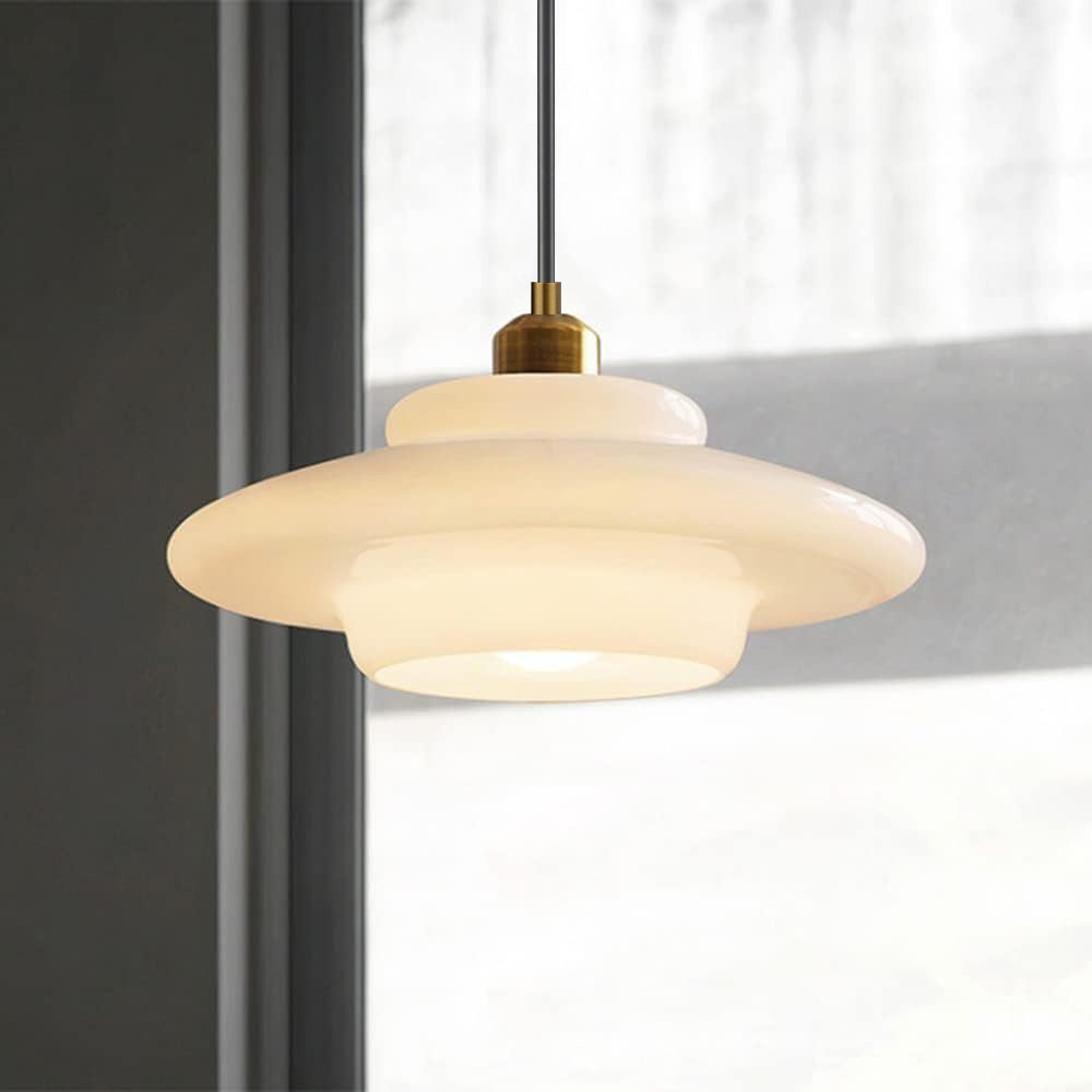 Retro Art Milk White Glass Rod Pendant Light