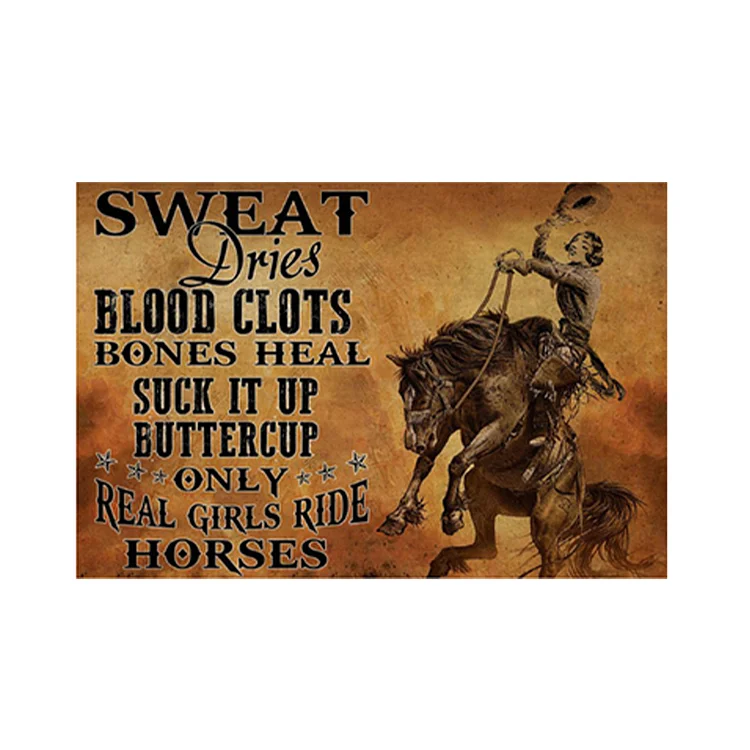 Cowgirl - enseigne vintage en étain - 7.9x11.8 & 11.8x15.7inch