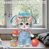 uk.everydayedeals DIY Diamond Painting Acrylic Bobble Head Decoration - Cat Apples