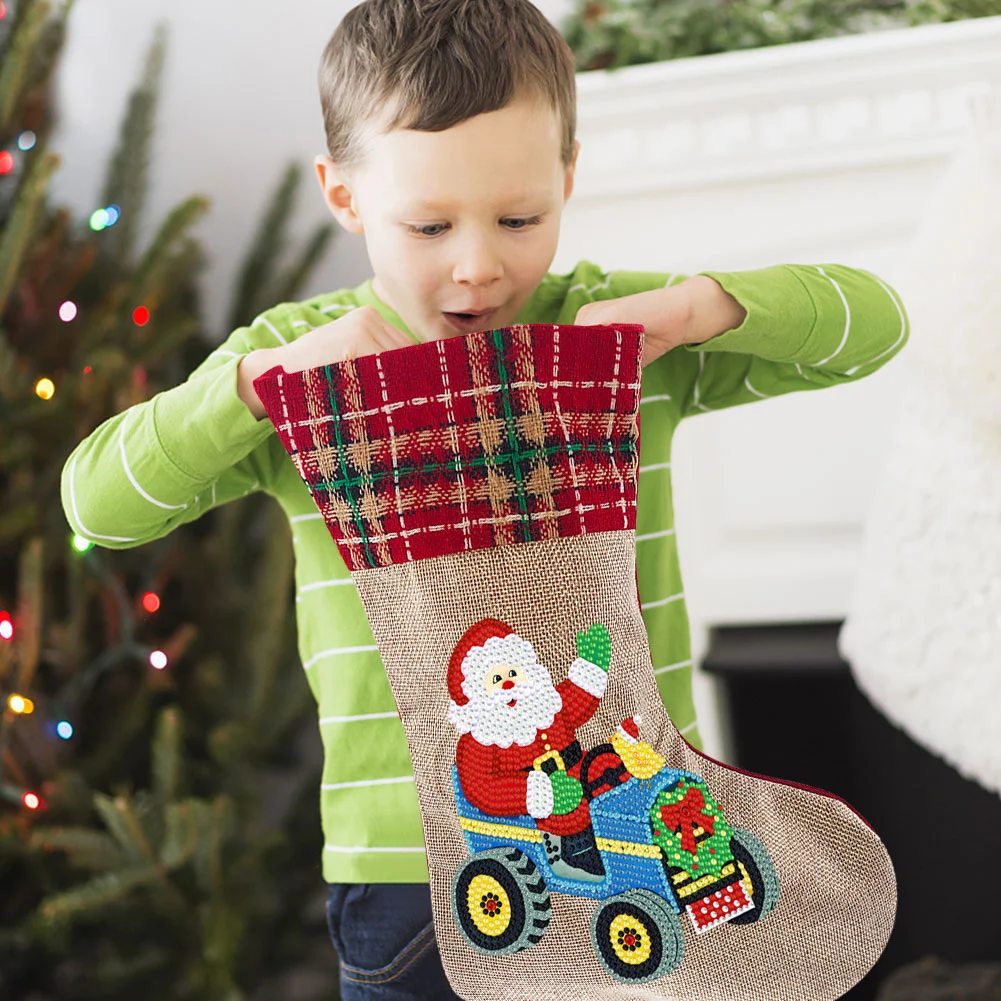 Flannelette Santa Claus Stockings Decorative Stocks Cute for Gift(35*20cm)