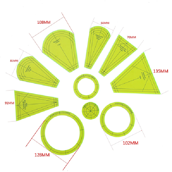 Dresden Plate Quilting Template Set (10PCS)