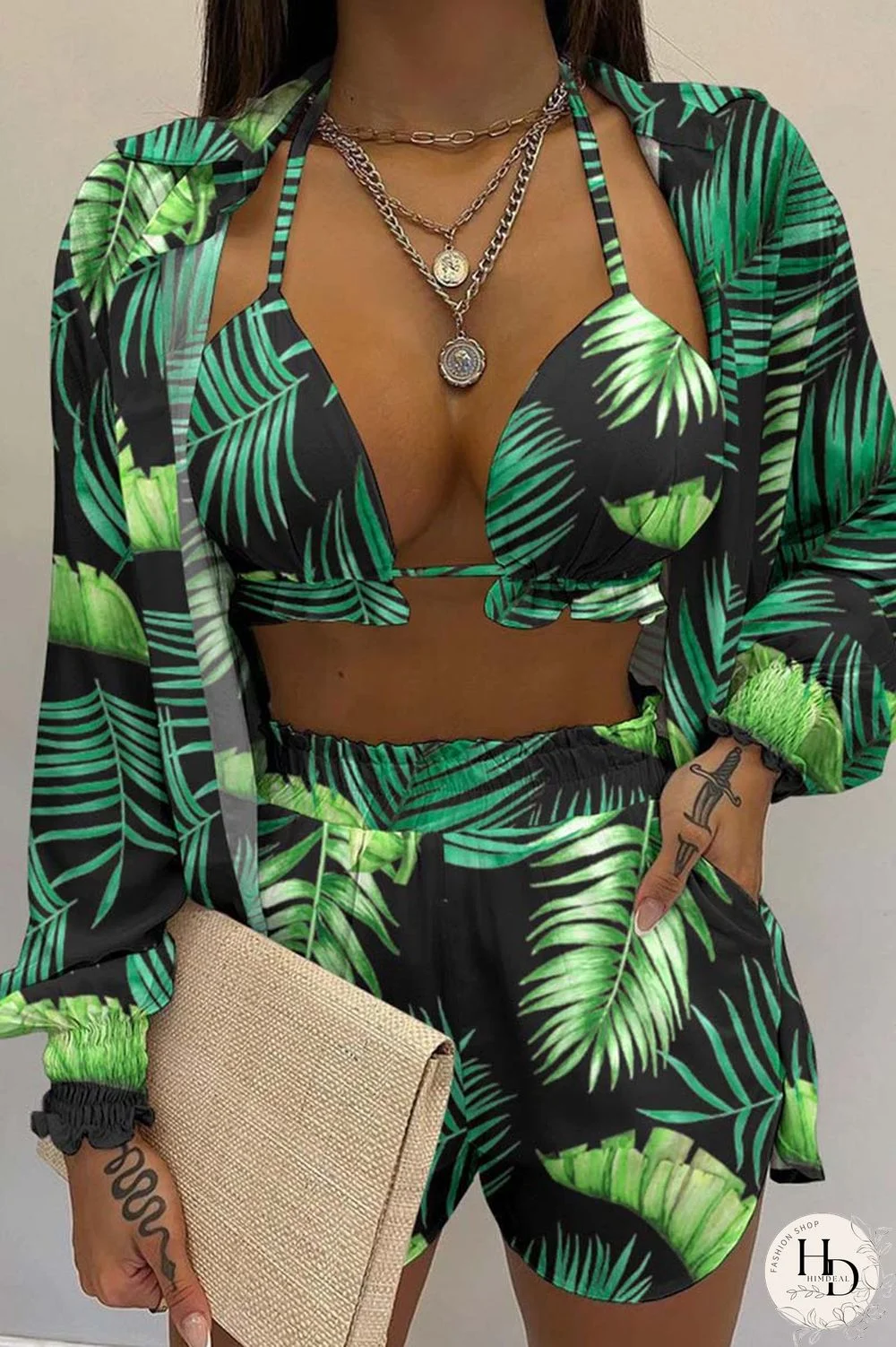 White Sexy Casual Print Solid Basic Long Sleeve Three Piece Set