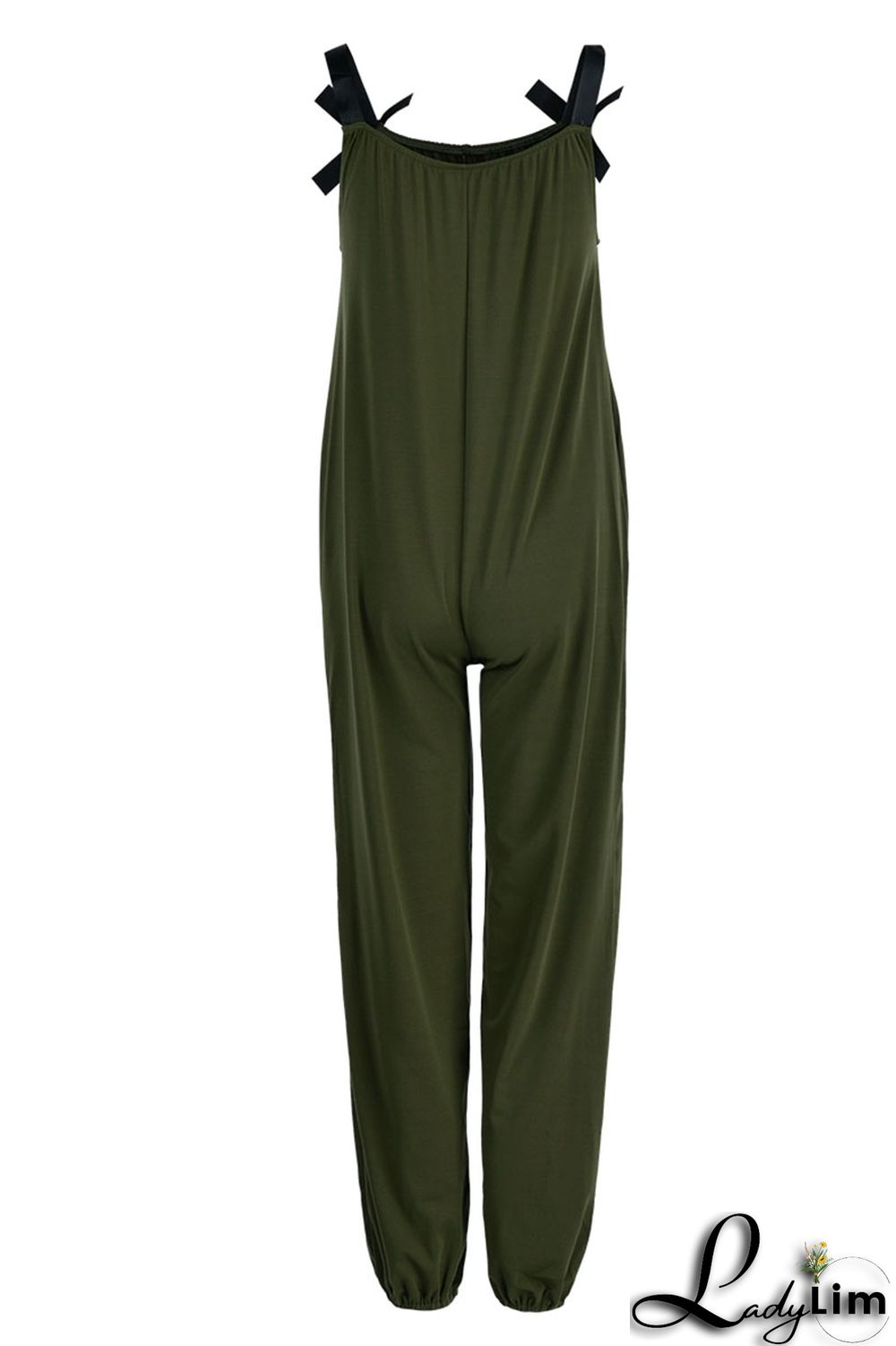 Burgundy Casual Solid Split Joint Spaghetti Strap Loose Jumpsuits