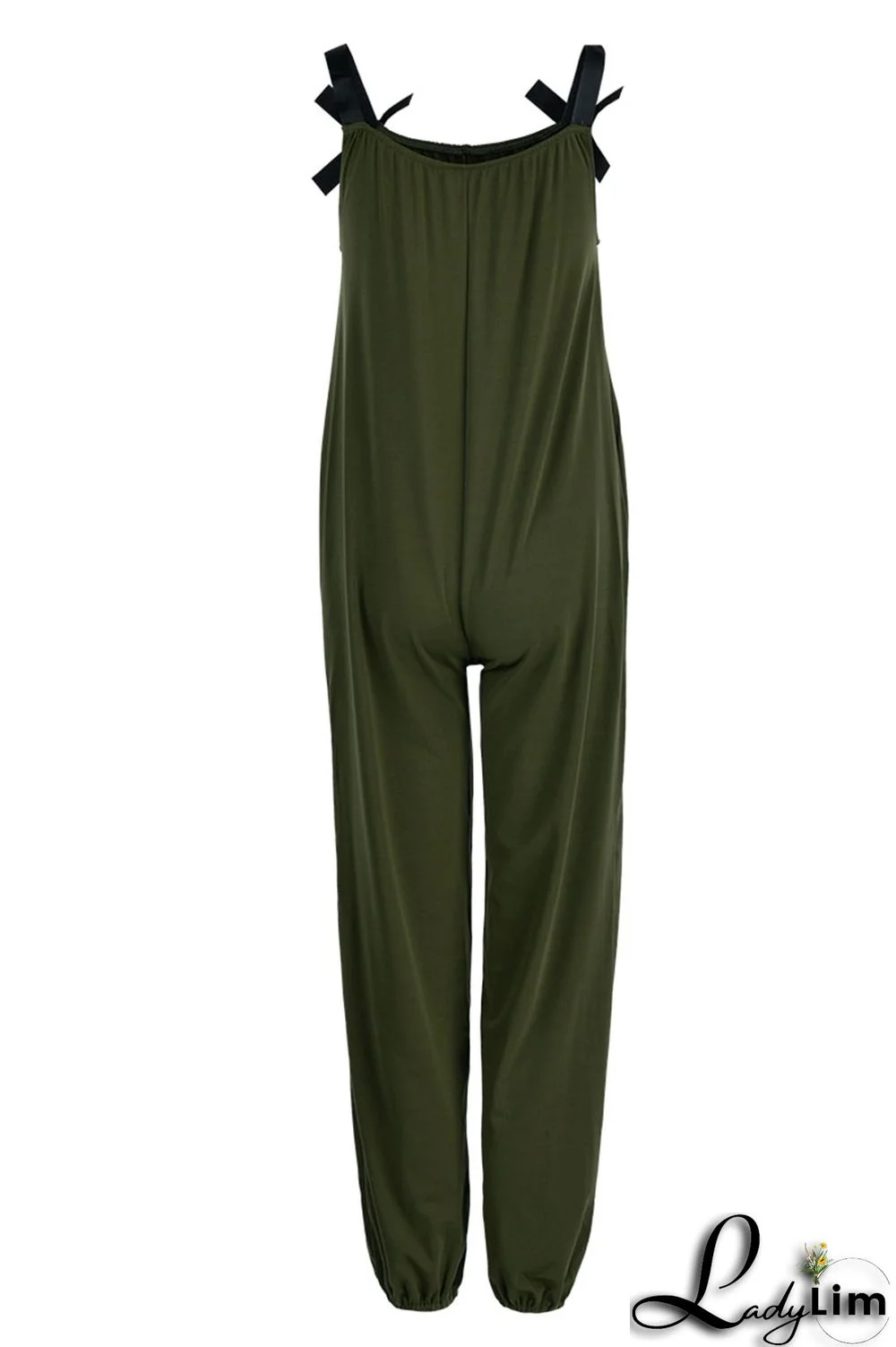 Burgundy Casual Solid Split Joint Spaghetti Strap Loose Jumpsuits