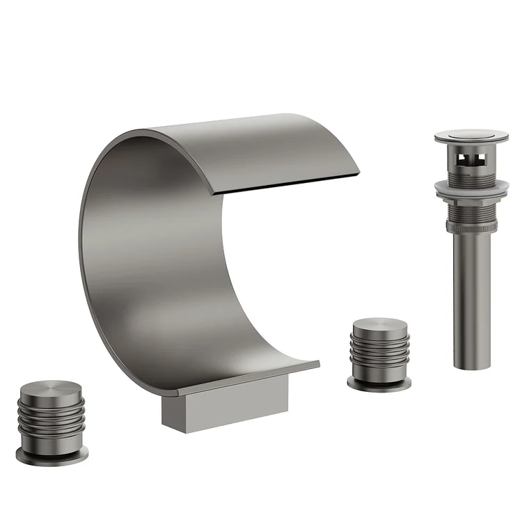 EVERSTEIN Waterfall Curved Bathroom Sink Faucet in Brushed Nickel SFS-1152-NK