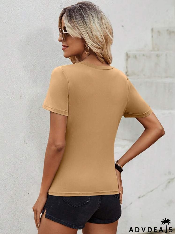 Half Zip Pocket Patched Tee