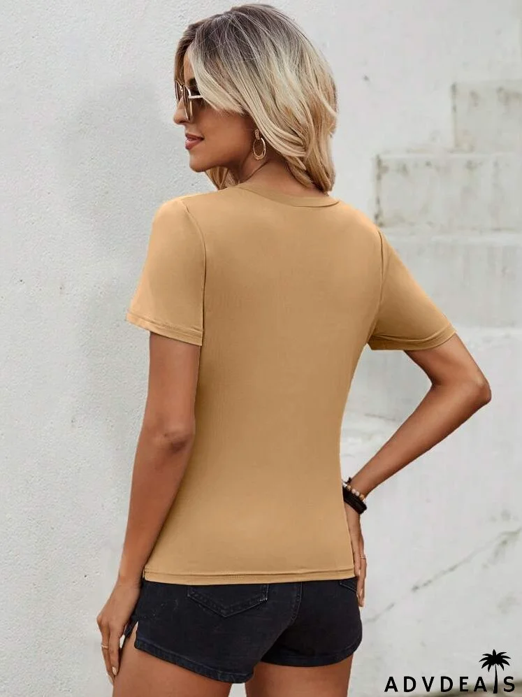 Half Zip Pocket Patched Tee