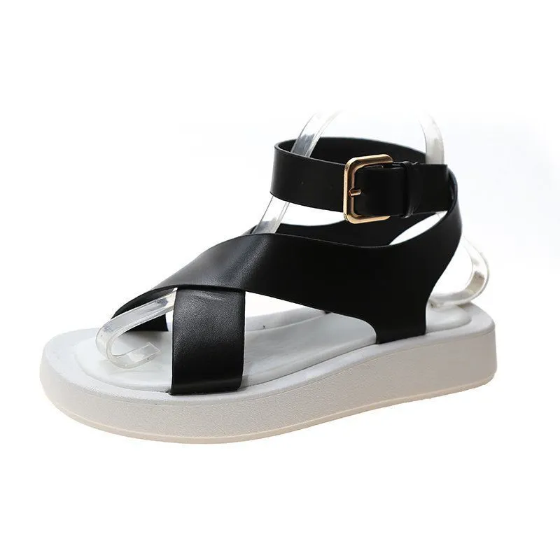 INS HOT Women's Sandals 2022 Summer Solid Color Comfortable Female Beach Shoes Chunky Sandals For Woman Non-Slip Shoe