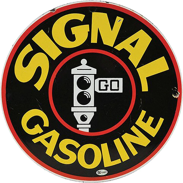 Signal Gasoline - Round Vintage Tin Signs/Wooden Signs - 11.8x11.8in