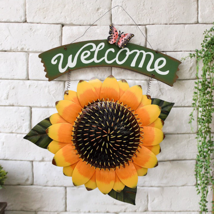 American Sunflower Welcome Sign Living Room Wall Decoration