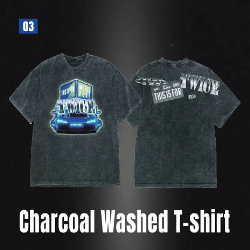 TWICE POPUP LA CHARCOAL Tシャツ This Is For World Tour in LA Charcoal T-Shirt