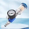 Air Pressure Regulator Gauge & Mini Inline Air Filter Separator JP/EU/US Adapter