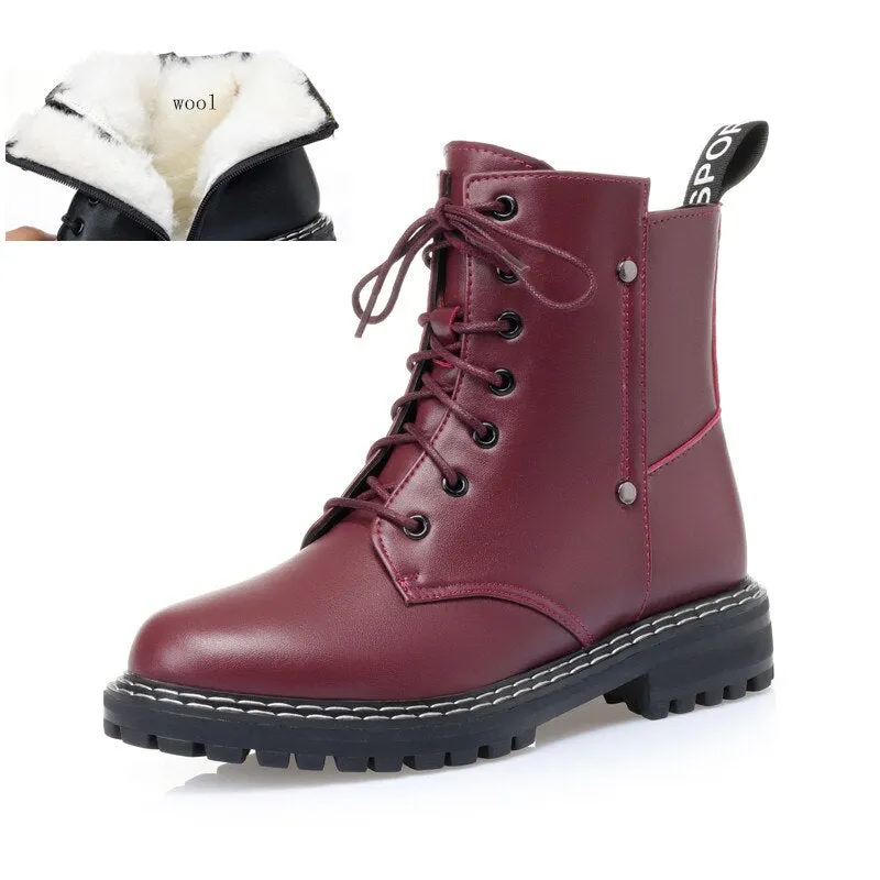 AIYUQI Winter Boots shoes Women 2021 New Genuine Leather Ladies Snow Boots Wool Warm 3 Colors Non-slip Women's Ankle Boots