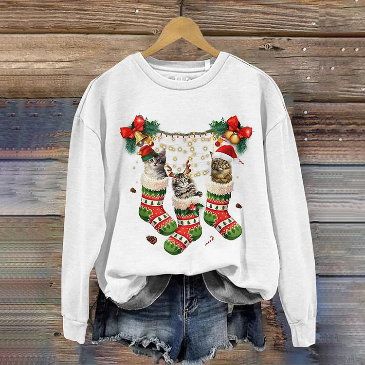 Comstylish Christmas Printed Casual Long Sleeved Sweatshirt