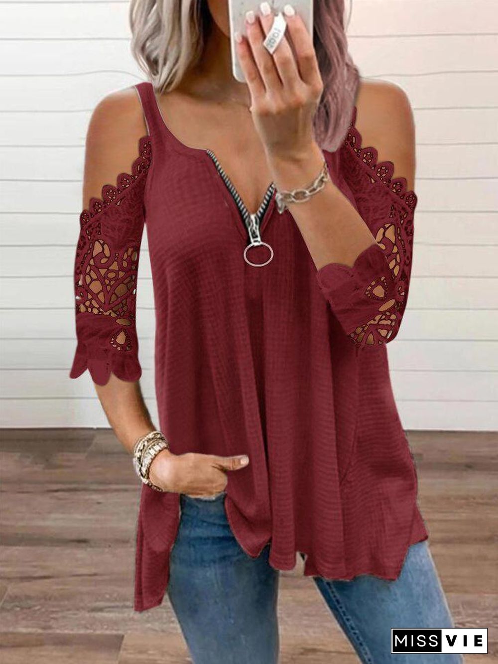 Women's V-neck Half Sleeve Tops