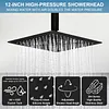 [US Local Warehouse] Mixer Shower W/ 12in Ceiling Mount 6in Wall Mount Showers Head Ceiling Mounted Shower System Combo Set Push Button Diverter with 2 in 1 Handheld for Bathroom and Hotel