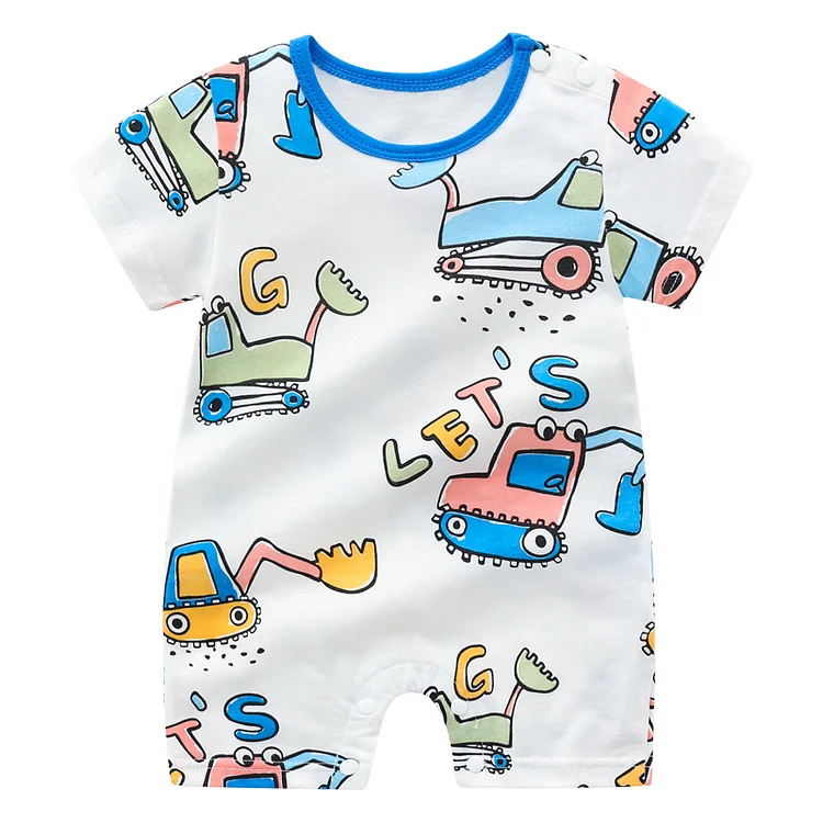 Baby Excavator Crew Neck Short Sleeve Romper