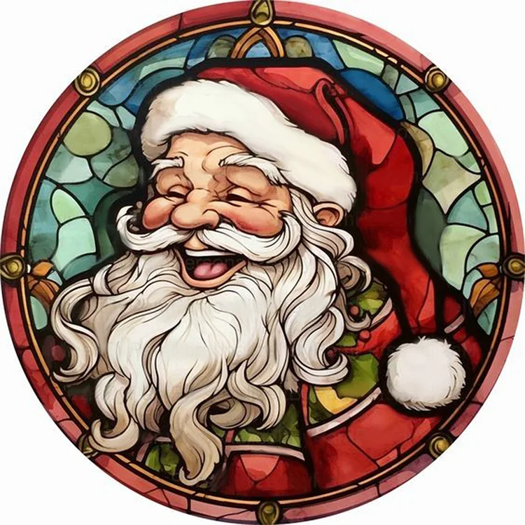 Round Card Santa Claus 30*30CM (Canvas) Full Round Drill Diamond Painting gbfke