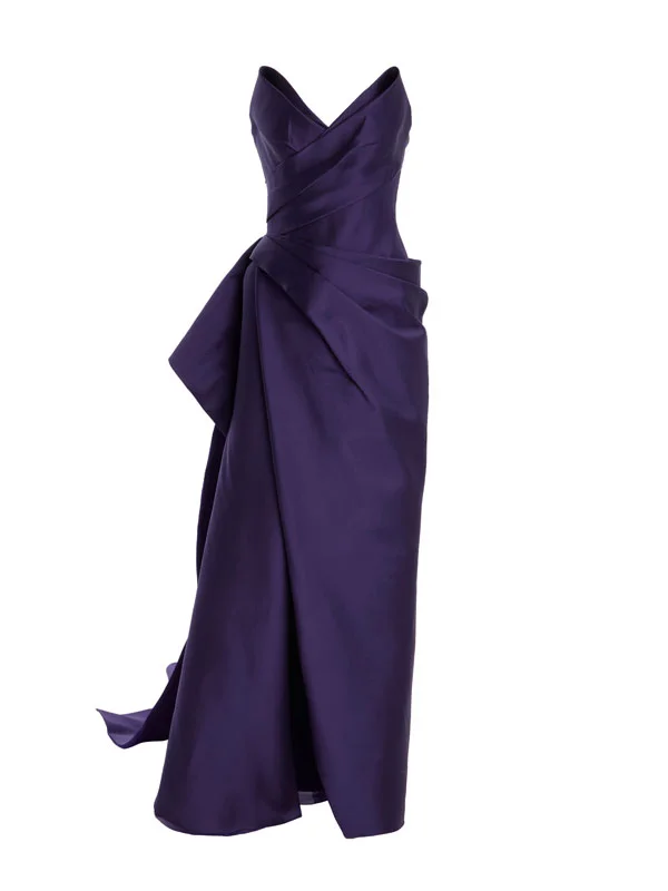 Satin High Slit Temperament Tube Top Women's Gown