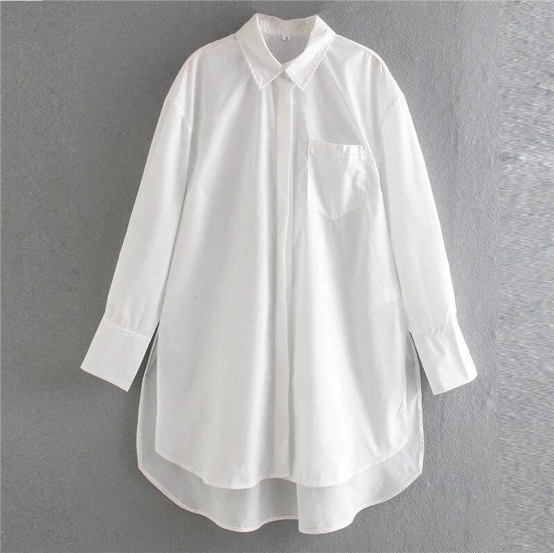 Snican White Oversize Casual Blouse Women fashion Office Ladies Long Shirts Za Blusas Mujer De Moda 2021 Spring Chemise Femme