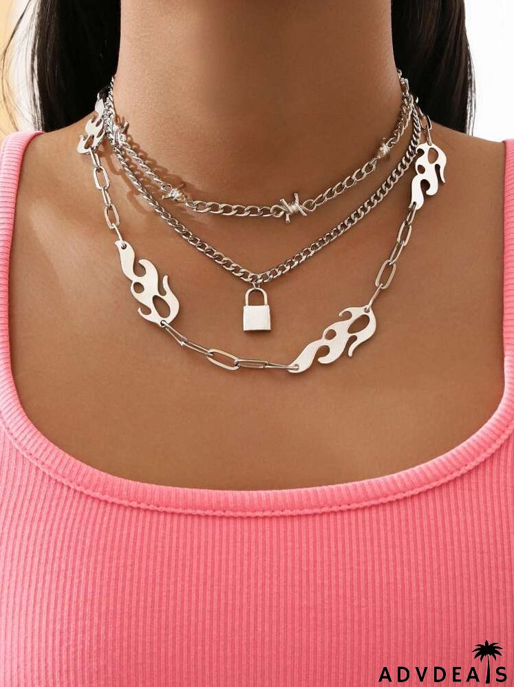 3pcs Flame Decor Necklace