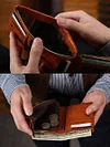 Vintage Genuine Leather Handmade Multi-Card Slot Demagnetizing Anti-theft Card Swiping Wallet